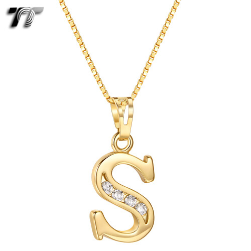 アクセサリー CLASSIC LOGO NECKLACE - PENDANT TOP 5cm TT 18K Gold GP Inital Letter Pendant Necklace With Box Chain