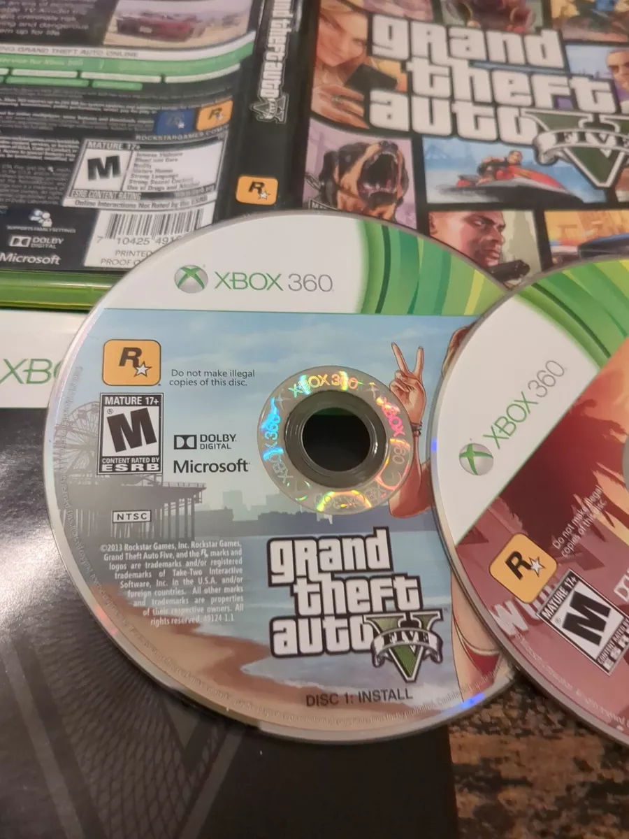 GTA GRAND THEFT AUTO V 5 MICROSOFT XBOX 360 GAME COMPLETE w/MANUAL & MAP  Tested