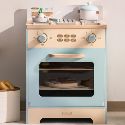 Robud Wooden Kids Oven Realistic Wooden Play Kitchen Set Pretend Play Kitchen
