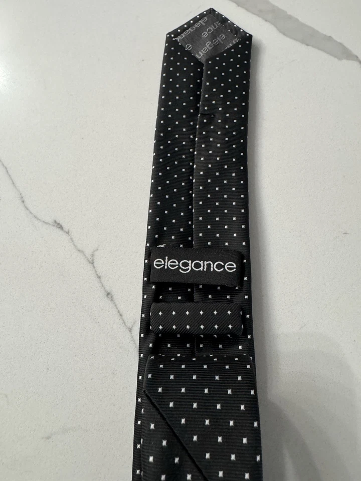 "Lote de 2 corbatas Elegance delgadas-negras con puntos rojos y blancos-57""-100 % microfibra" Foto 2 de 4