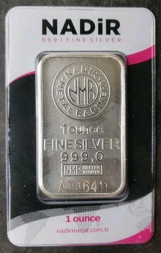 Nadir Metal Refining 1oz Silver Bar in Plastic Assay Card