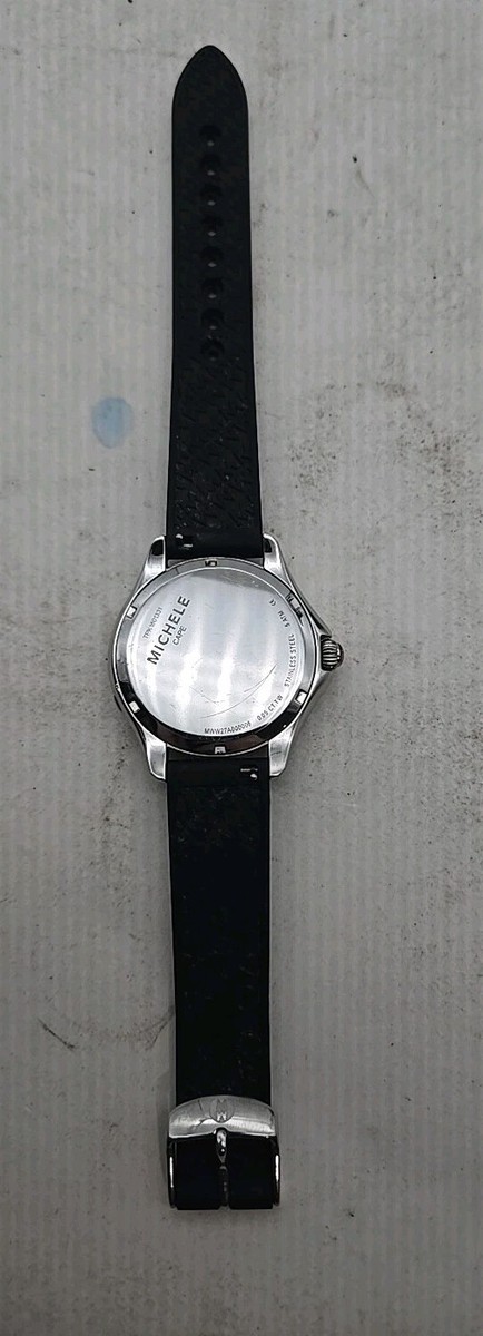 NWB MICHELE Cape Topaz Dial Silicone Strap Watch Black 40mm  display picture 2