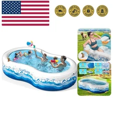 Inflatable Pool for Kids and Adults, 130” x 72” x22” Large Swimming Pool with...