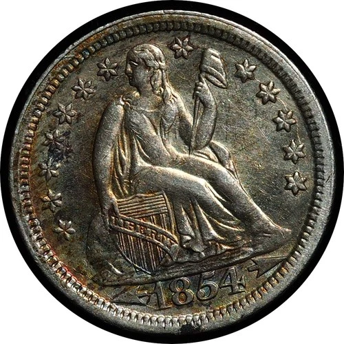 1854 Seated Liberty Beautiful Toning AU/BU