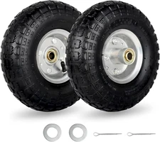 4.10/3.50-4" Tire and Wheel, 10" Pneumatic Tire, with 2.25" Offset Hub, 5/8" Axl