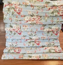 Laura Ashley Cabbage Rose Fabric Corded Roman Window Shades 39.5x77 Pair New