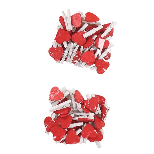 20pcs Love Photo Clip Wooden Note Message Folder Photo Wall Decoration Peach - Picture 3 of 11
