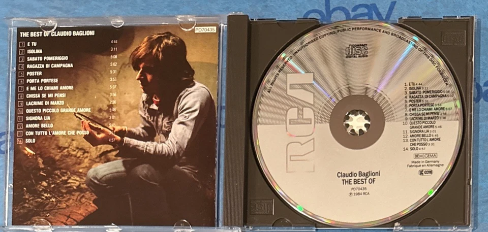 THE BEST OF CLAUDIO BAGLIONI CD RARE! RCA 1984 IMPORT Foto 2 de 3