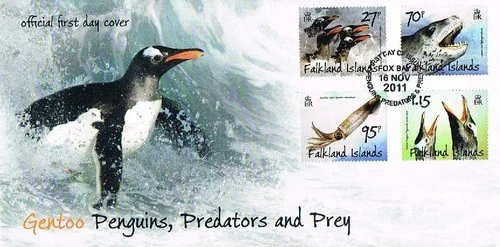 falkland islands 2011 penguins,predators and prey 1st series FDC fox bay