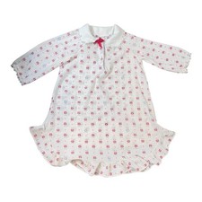 Vtg Moon Beams White Long Sleeve Nightgown Ruffle Lace Red Bow Toddler Sz L