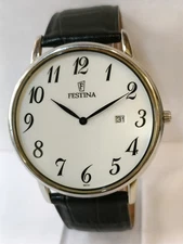 FESTINA QUARTZ WHITE DIAL MEN'S WORKING CONDITION