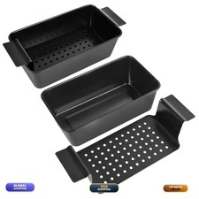 Barlket Pan Drain Tray 2 Pack Non Stick Meat Loaf Pan Drip Tray 9.8X5.7 Inch