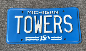 RARE 1987 1988 TOWERS PERSONALIZED MICHIGAN 150th LICENSE PLATE TWIN TOWERS