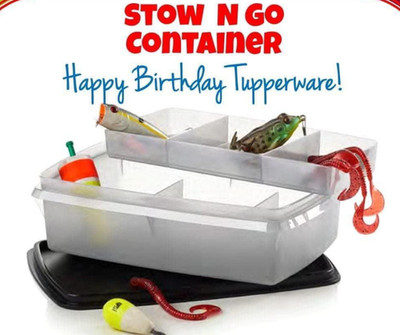 Tupperware Stow 'N Go Container w/ Black Lid ~ & insert BRAND NEW