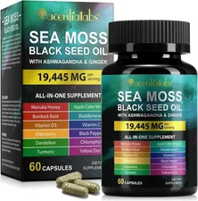 Sea Moss Black Seed Oil Capsules 60ct Fast Free Shipping