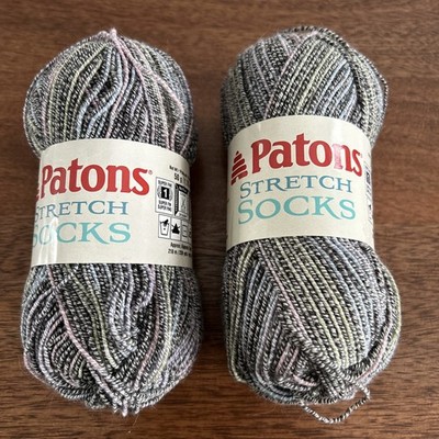 2 Patons Stretch Socks Yarn Skeins Cotton Wool Blend Spumoni Stripes 31460