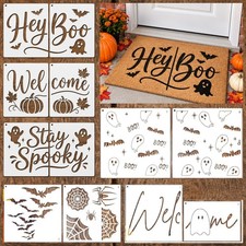 12 Pcs Halloween Stencils for Door Mats, Reusable Fall Painting Templates