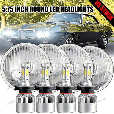 For Pontiac GTO Firebird 4pcs 5-3/4'' 5.75'' LED Projector Headlights Hi/Lo Beam