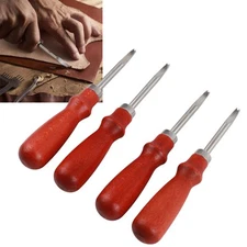 4pcs Leather Edge Skiving Beveler Craft  Edge Cutting Tool Wooden Handle