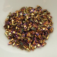 Quarter Tila Two Hole Beads Metallic Purple Gold Iris 5 Grams Miyuki No. 188