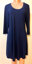 Karen Kane Navy Flared Scoop Neck Dress 3/4 Sleeves L EUC