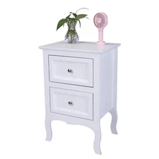 Country-style Wooden 2-drawer End Table Nightstand