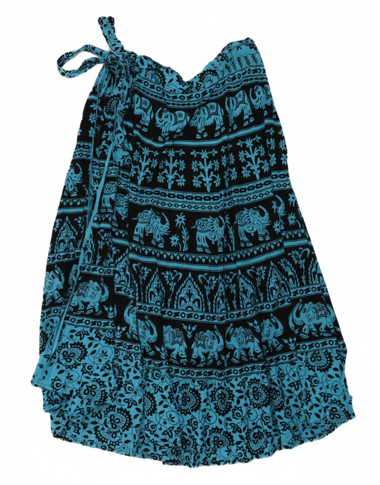 Falda envolvente vintage para mujer W40 2XL azul floral CM07