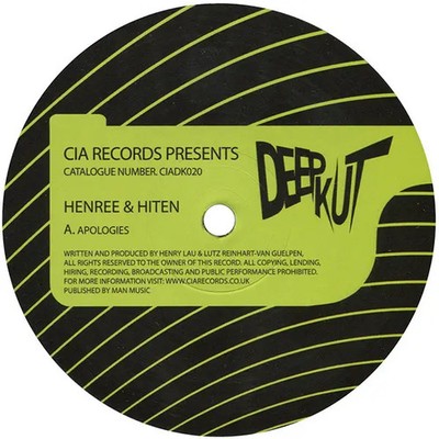 Henree & Hiten Apologies Vinyl Single 12inch C.I.A. Deep Kut
