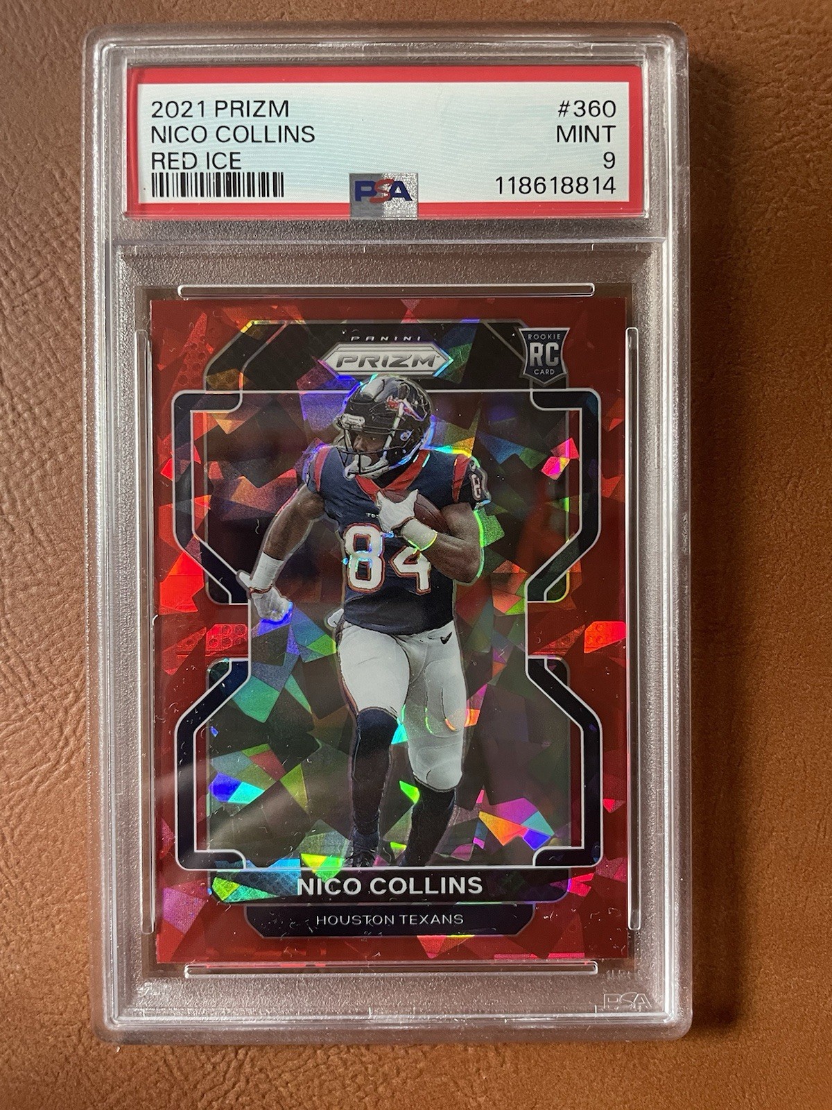 2021 Panini Prizm - Rookie Nico Collins #360 Red Ice Prizm (RC) - PSA 9
