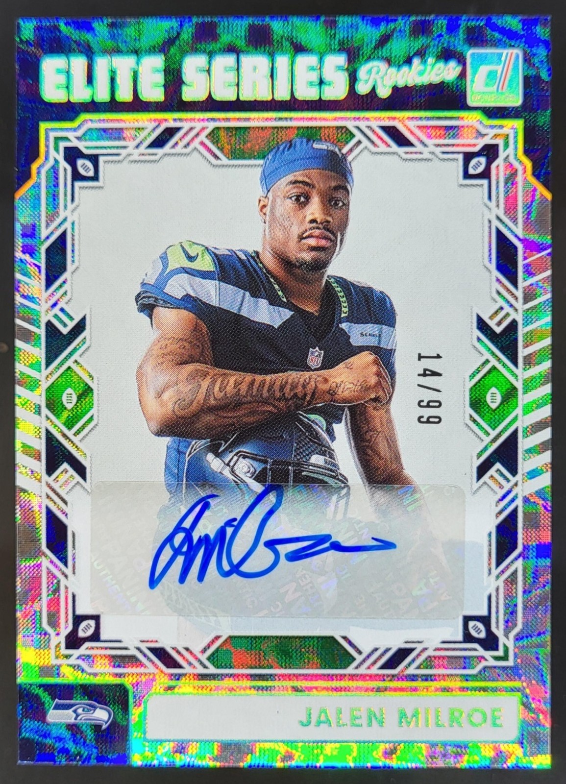 2025 Donruss Jalen Milroe The Elite Series Rookies Auto /99 RC Seahawks JE2