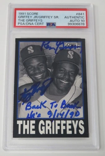 KEN GRIFFEY JR. & SR. Signed Autograph 1991 Score Griffeys Card 841 PSA 10 Auto