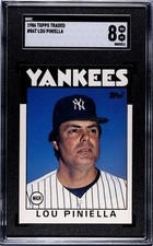 1986 Topps Traded - Lou Piniella #86T - Manager New York Yankees - SGC 8 NM MT