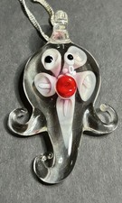 Pink Inlaid Lampwork Glass Octopus Pendant Necklace or Car Sun catcher 1.5  