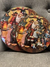 Vintage Metal Stove Burner Covers Christmas Santa Claus Set of 4 New Wo Pkg