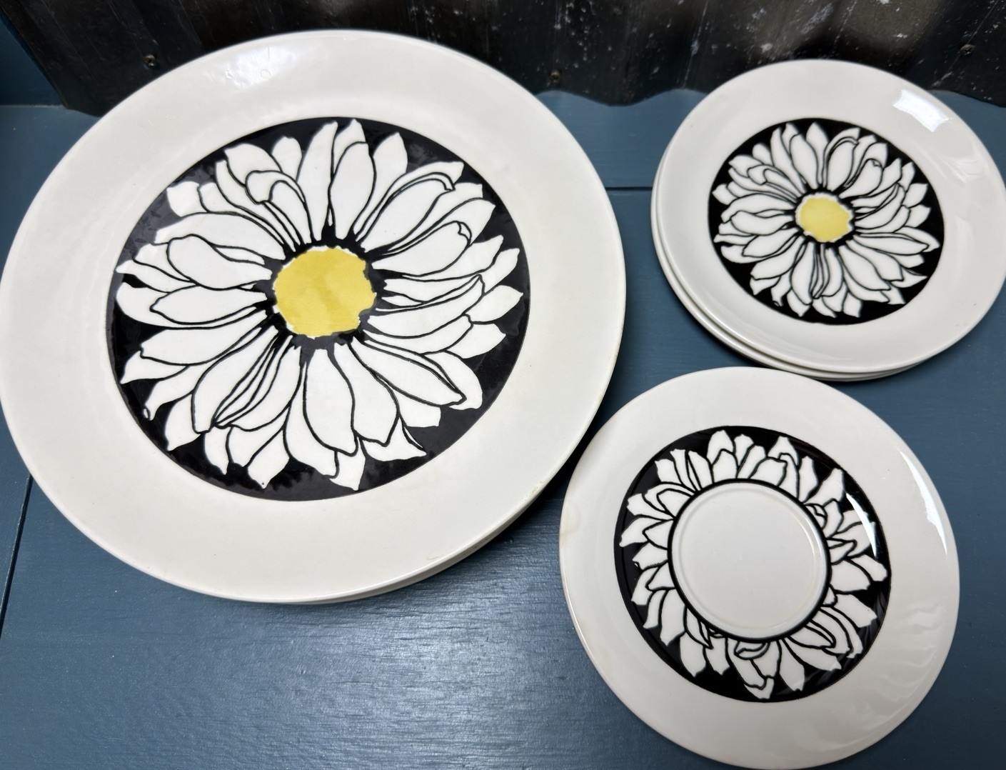 Set of 12 VTG Royal Ironstone It’s A Daisy Plates 6 Dinner 6 Saucer MCM 1970 EUC