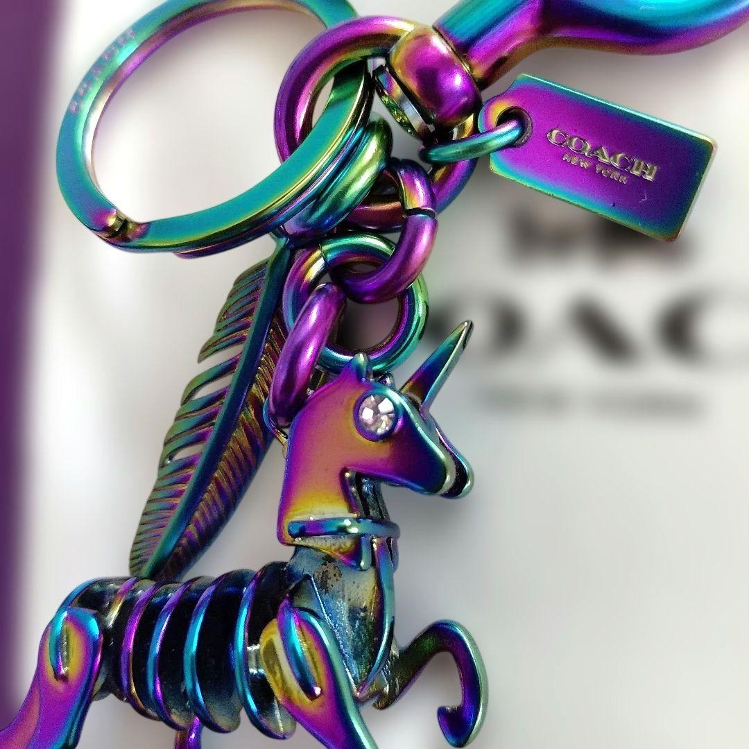 Rare COACH Unicorn Rainbow Keyring Bag Charm fromJAPAN - Gem