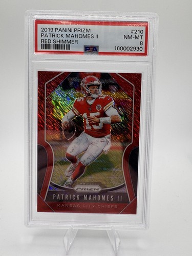 2019 Panini Prizm Patrick Mahomes II Red Shimmer #210 /15 PSA 8 Chiefs SSP