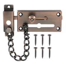 Slide Bolt Gate Latch with Chain Door Guard Lock with Button Dark Red