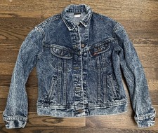Vintage Lee Denim Jacket Kids Size 12 Dark Acid Wash Jean Trucker Western