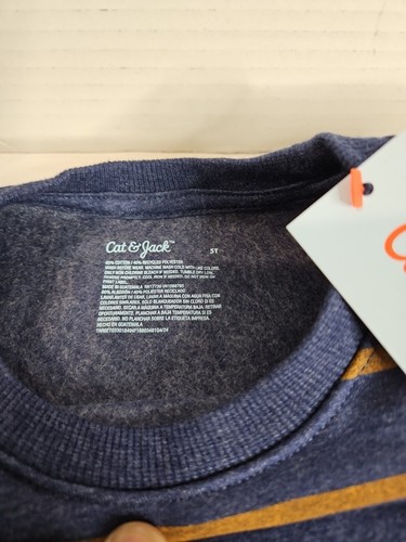 Cat & Jack Boys Size 5T Blue & Brown Striped Long Sleeve Sweatshirt - Picture 4 of 5