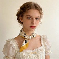 Elegant Women Striped Satin Neck Pearl Magnetic Clasp Scarf Necklace FashionGift