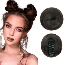 Space Bun Hair Pieces 2PCS Mini Claw Clip in Fake Hair Bun Extensions NEW in Bag
