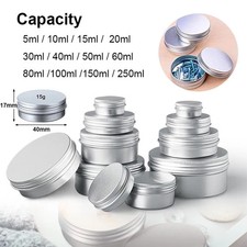 1/5/ 5-250ml Empty Silver Aluminum Tins Cans Screw Top Round Candle Spice Tins C