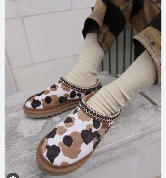 Women UGG Slippers Brown Leather 38.5