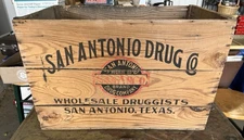 Antique San Antonio Drug Co SanAnCo Wood Shipping Crate - Texas Druggist