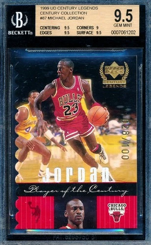 MICHAEL JORDAN 1999 UPPER DECK CENTURY LEGENDS DIE-CUT #/100 BGS 9.5 CARD #87!