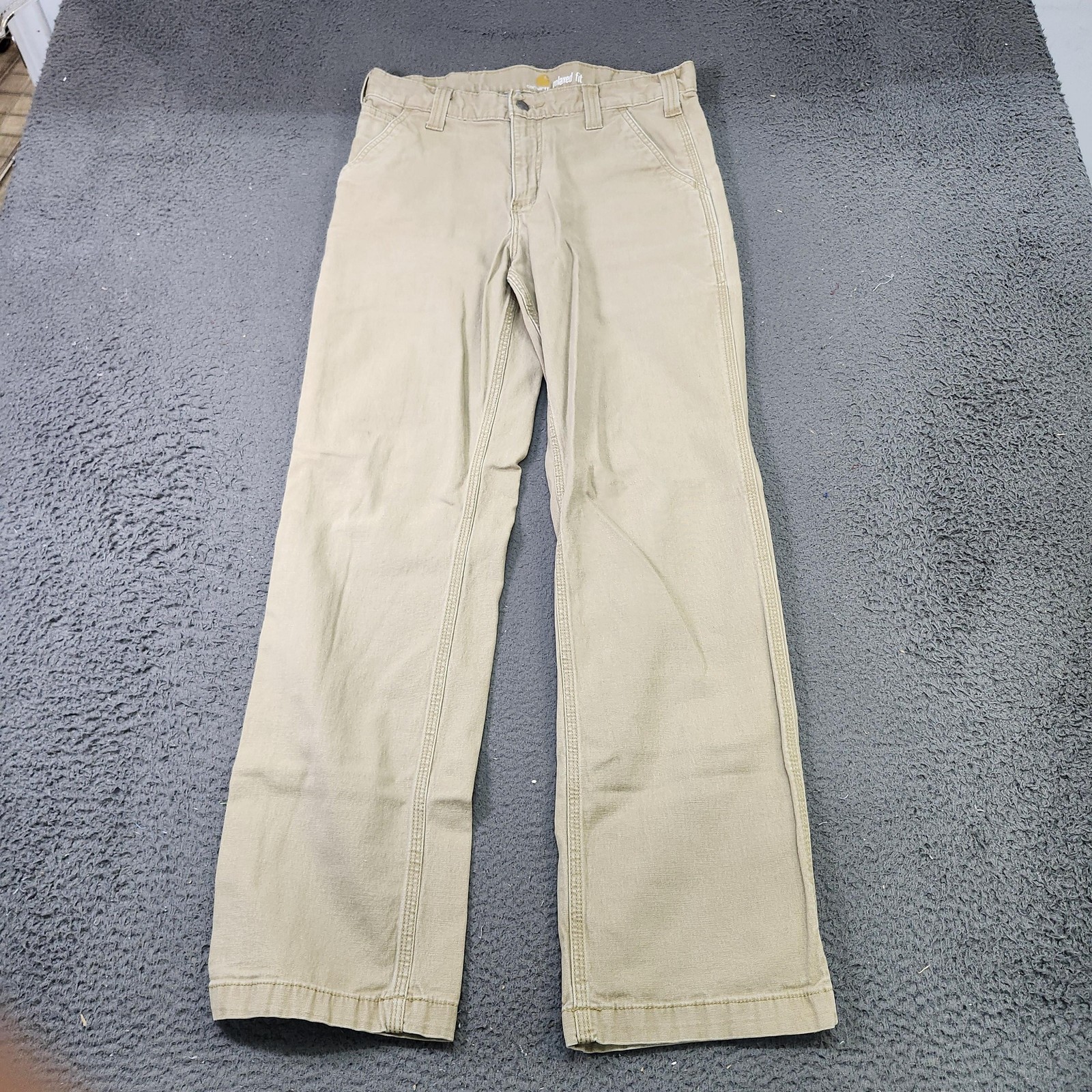 Carhartt Carpenter Pants Mens 33x32 Beige Canvas Relaxed Fit Workwear Utility