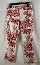 Vintage Polo Jeans Company Ralph Lauren Women's Red White Floral Pants Sz 2