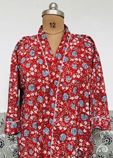 Indian 100 Cotton Red Floral Kimono Bath Robes Night Maxi Gown Kimono Robes US
