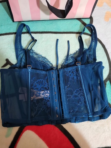 Victorias Secret Bra Top Xs Dark Blue With Gold - Picture 2 of 2